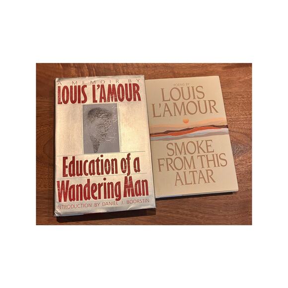 Louis L'Amour Book Lot of (2) EDUCATION OF A WANDERING MAN Poem Smoke Altar - Picture 1 of 10